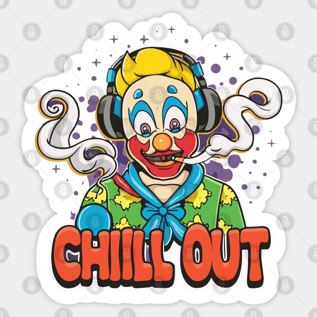 Pop Culture Clown in Hip Hop Gear smoking Sticker by diegotorres